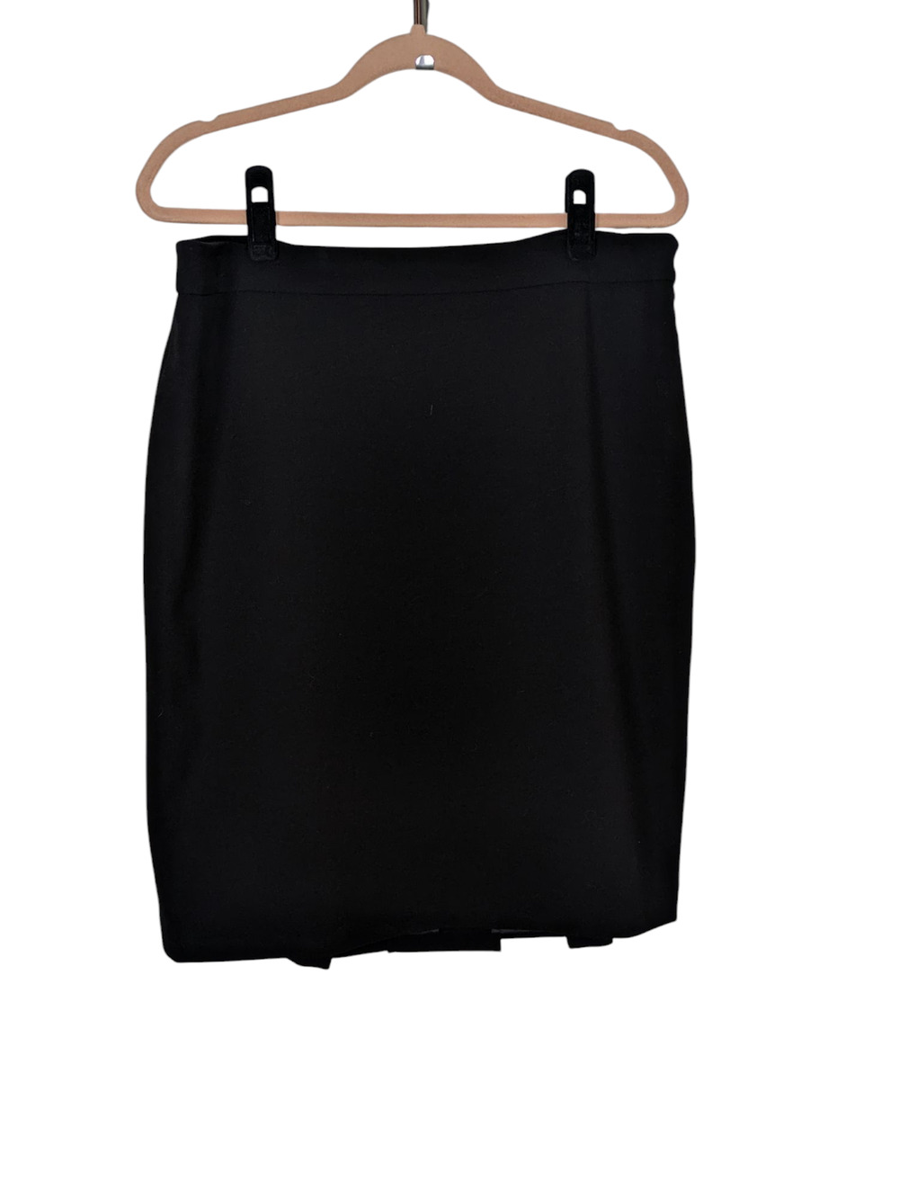 Ann Taylor Loft Black Size 12 Pencil Skirt Side Zip Back Pleated Button Detail